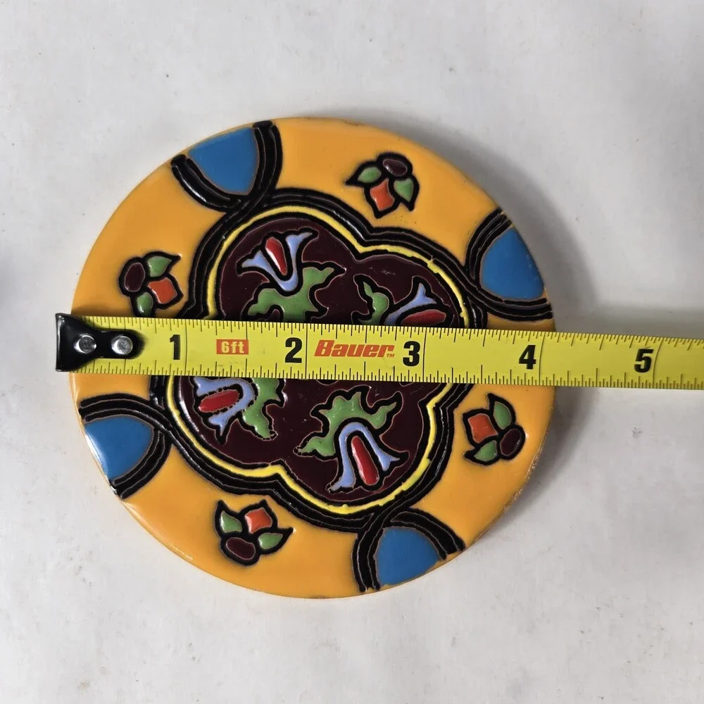 Set Of 4 Talavera Coaster Hand Painted Mexican Tile Drink Pads